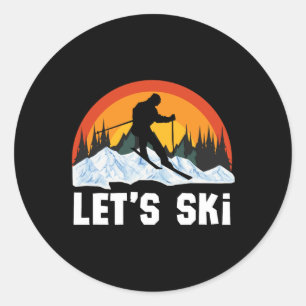 Retro Skiing Wintersport Snowboard Skifahren Ski S Runder Aufkleber