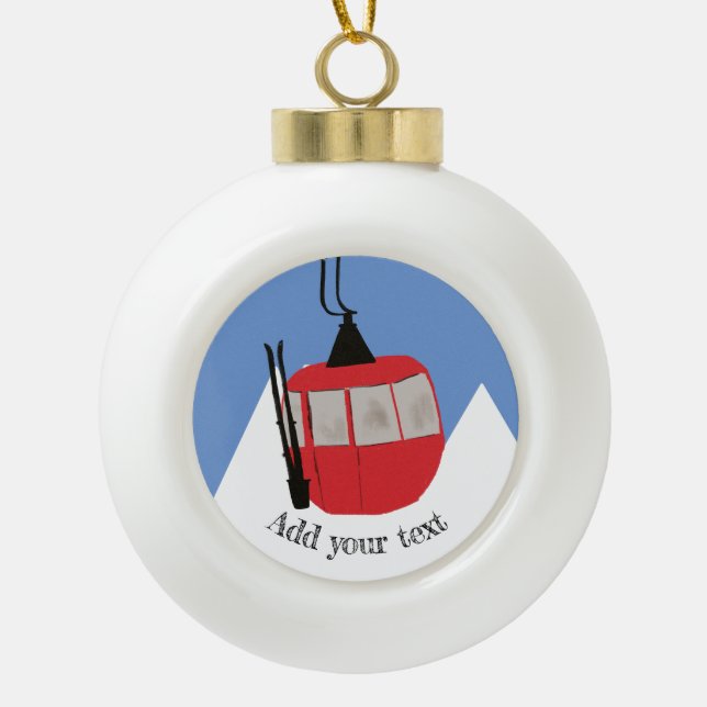 Retro Skilift Skipiste Schneeberg - Illustration Keramik Kugel-Ornament (Vorderseite)