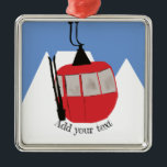 Retro Skilift Skipiste Schneeberg - Illustration Ornament Aus Metall<br><div class="desc">Modernes Ski-Geschenk für ihn und sie. Skiliftgondola-Illustrationsmuster für Skifahrer. Ski thematische Wohngestaltung und Geschenke.</div>