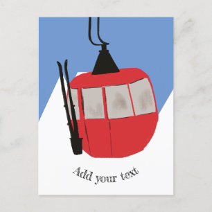 Retro Skilift Skipiste Schneeberg - Illustration Postkarte