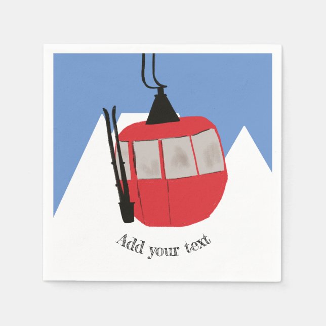 Retro Skilift Skipiste Schneeberg - Illustration Serviette (Vorderseite)