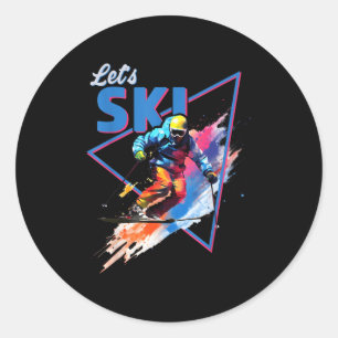 Retro-Skipulver Vintage Skischuhfarben verschleier Runder Aufkleber