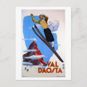 Retro-Skispringen Italien Reise Postkarte