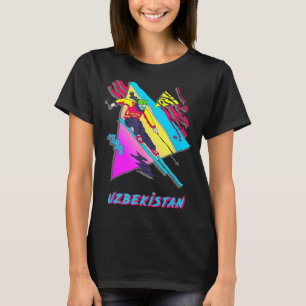 Retro-Skistil Usbekistan-Abenteuer Ski Skifahrer T-Shirt