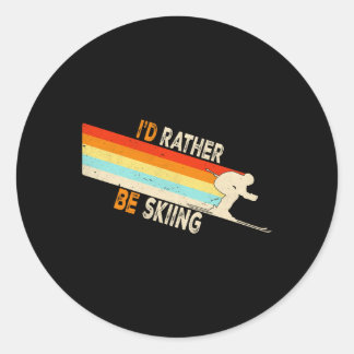 Retro Skiurlaub Wintersport IdE eher Ski sein Runder Aufkleber
