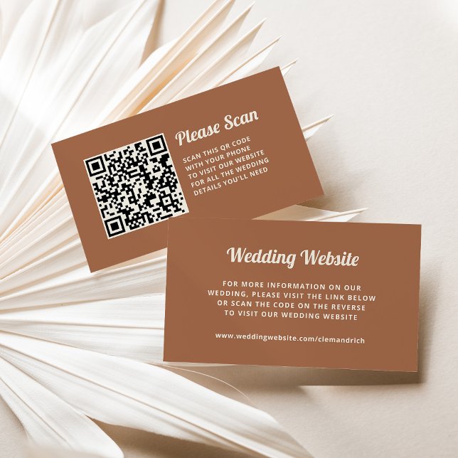 Retro-Skript | Hochzeitsseite QR Code Begleitkarte (Trendy, retro style wedding website cards with a scannable QR code)