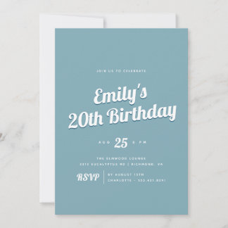 Retro-Skript | Jede Blue Birthday Party Einladung
