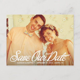 Retro-Skript Save the Date Postkarte