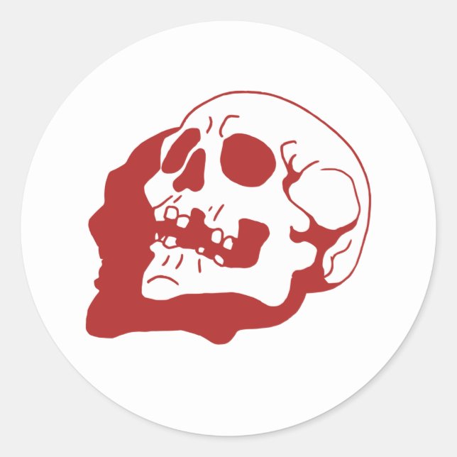 Retro Skull Bone Classic Round Sticker (Vorderseite)