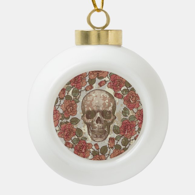 Retro Skulls und Rose Ornament (Vorderseite)