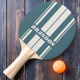 Retro Slate Gray Dualboard Streifen mit Namen Tischtennis Schläger