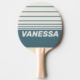 Retro Slate Gray Three Horizon Striping with Name Tischtennis Schläger
