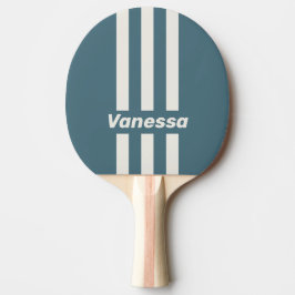 Retro Slate Gray Three Pin Stripes with Name Tischtennis Schläger