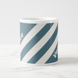 Retro Slate Gray Three Stripes with Name Jumbo-Tasse