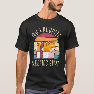 Retro Sleeping Sushi Haustier Hund Lazy Tier spät  T-Shirt