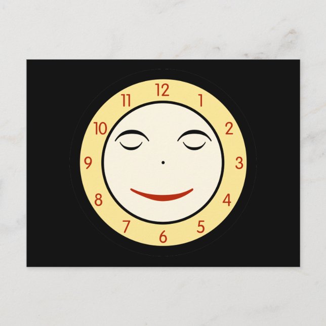 Retro Sleepy Uhr Postkarte (Vorderseite)