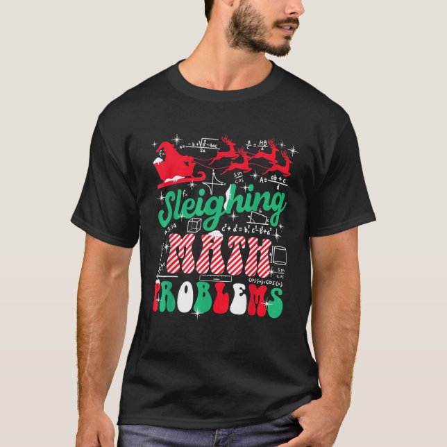 Retro Sleighing Math Problem Xmas in Mathematik Le T-Shirt (Vorderseite)