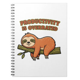 Retro Sloth Productivity Is Overrated Lined Notebo Notizblock