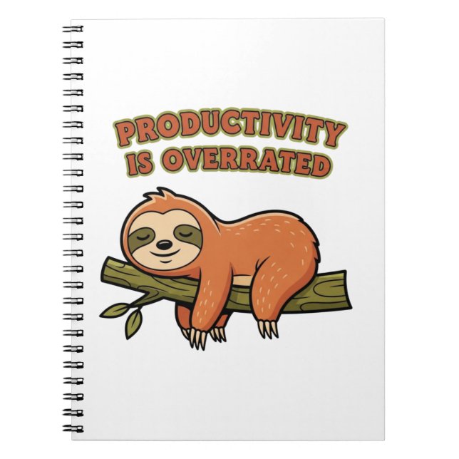 Retro Sloth Productivity Is Overrated Lined Notebo Notizblock (Vorderseite)