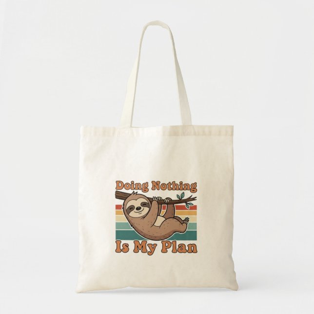 Retro Sloth Slow Life Canvas Tote Bag Tragetasche (Vorne)