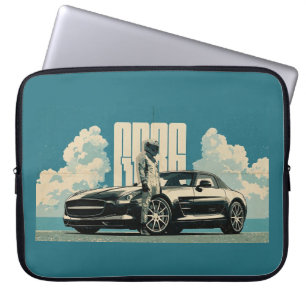 Retro-SLS-Supersportwagen-Rennfahrer-Grafik-Laptop Laptopschutzhülle