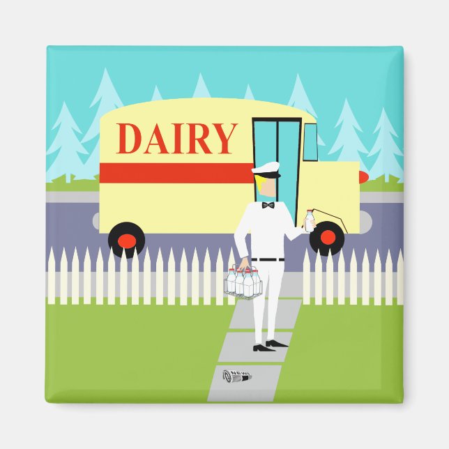 Retro Small Town Milkman Magnet (Vorne)