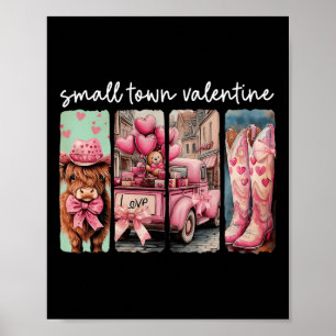 Retro Small Town Valentinstag Süße Kuh Valentinsta Poster