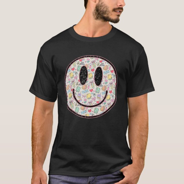 Retro Smile Face Welcome Back To School Teacher Ap T-Shirt (Vorderseite)