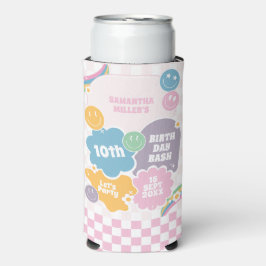 Retro Smiles Pastel Groovy Birthday Selters Dosenkühler