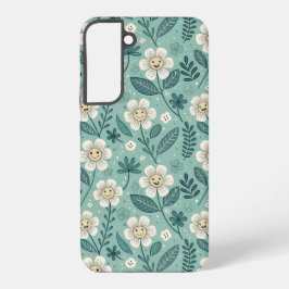 Retro Smiling Daisies - Groovy Boho Samsung Galaxy Hülle