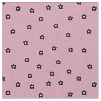 Retro Smiling Flower Pattern in black and Rosa Stoff