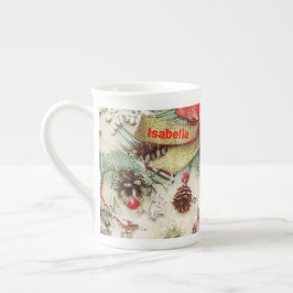 Retro Snow Weihnachten Pinecon Ribbon Design Prozellantasse