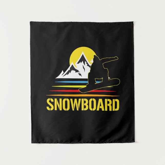 Retro-Snowboard Vintag Wandteppich (Vorderseite)