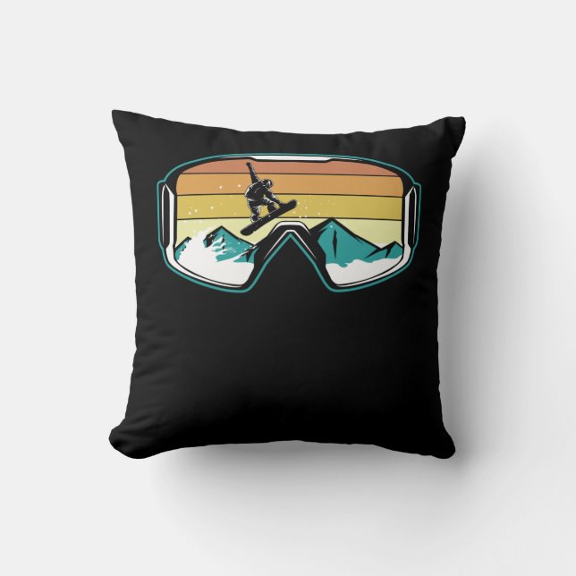 Retro Snowboarden Freestyle Jump Snow Mountain Kissen (Vorderseite)