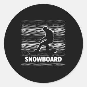 Retro Snowboarden Snowboarder Wintersportort Runder Aufkleber