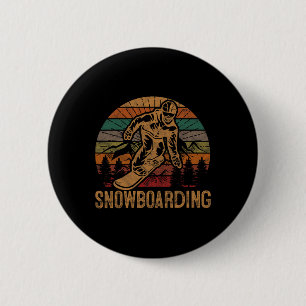 Retro Snowboarden Sunset Snowboard Winter Snowboar Button