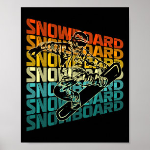 Retro-Snowboarden Wintersport Vintage-Design Schne Poster