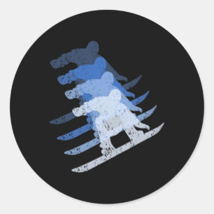 Retro Snowboarder Geschenk Snowboarder T-Shirt Vin Runder Aufkleber