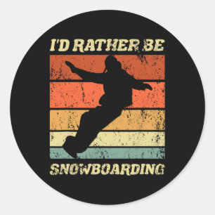 Retro Snowboarder Winter Boarding ich wäre eher sn Runder Aufkleber