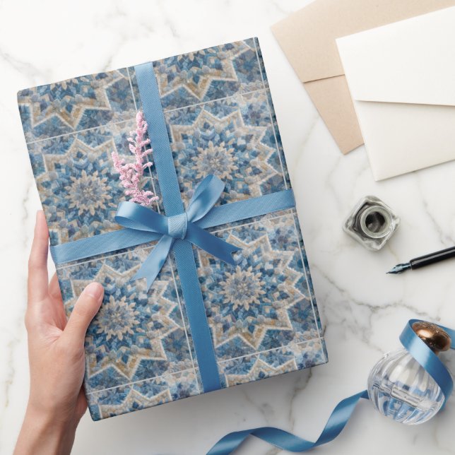 Retro Snowflake Kaleidoscope Quilt Geschenkpapier (Schenken)
