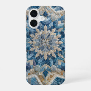 Retro Snowflake Kaleidoscope Quilt iPhone 16 Hülle