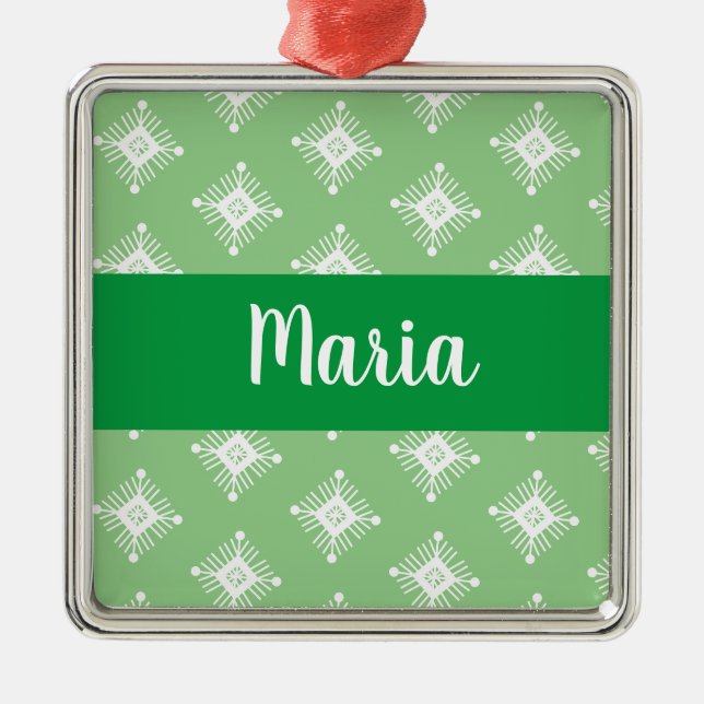 Retro Snowflakes Design Weihnachten Gegenwart Ornament Aus Metall (Vorne)