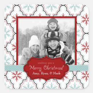 Retro Snowflakes Foto Sticker B