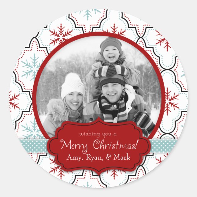 Retro Snowflakes Foto Sticker B2 (Vorderseite)