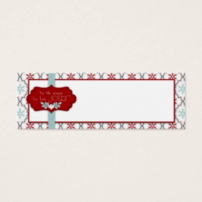 Retro Snowflakes Skinny-Geschenk-Tag (Vorderseite)