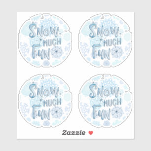 Retro Snowflakes SNOW VIEL FUN Wasserfarbe Aufkleber
