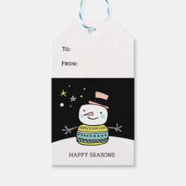 Retro Snowman Happy Seasons Weihnachten Geschenkanhänger