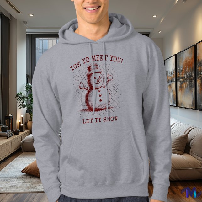 Retro Snowman Hoodie - Vintag Halftone Burgundy (Von Creator hochgeladen)