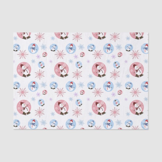 Retro-Snowman mit Schneeflocken-Papierpapier Seidenpapier (Vorderseite)