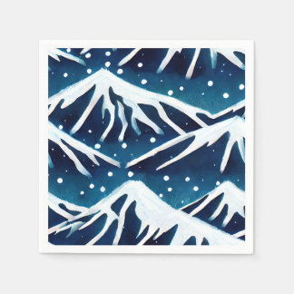 Retro Snowy Blue Mountains Serviette